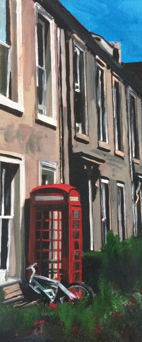 The Red Phone Box in a Scottish Garden by Andrew  Reid Wildman