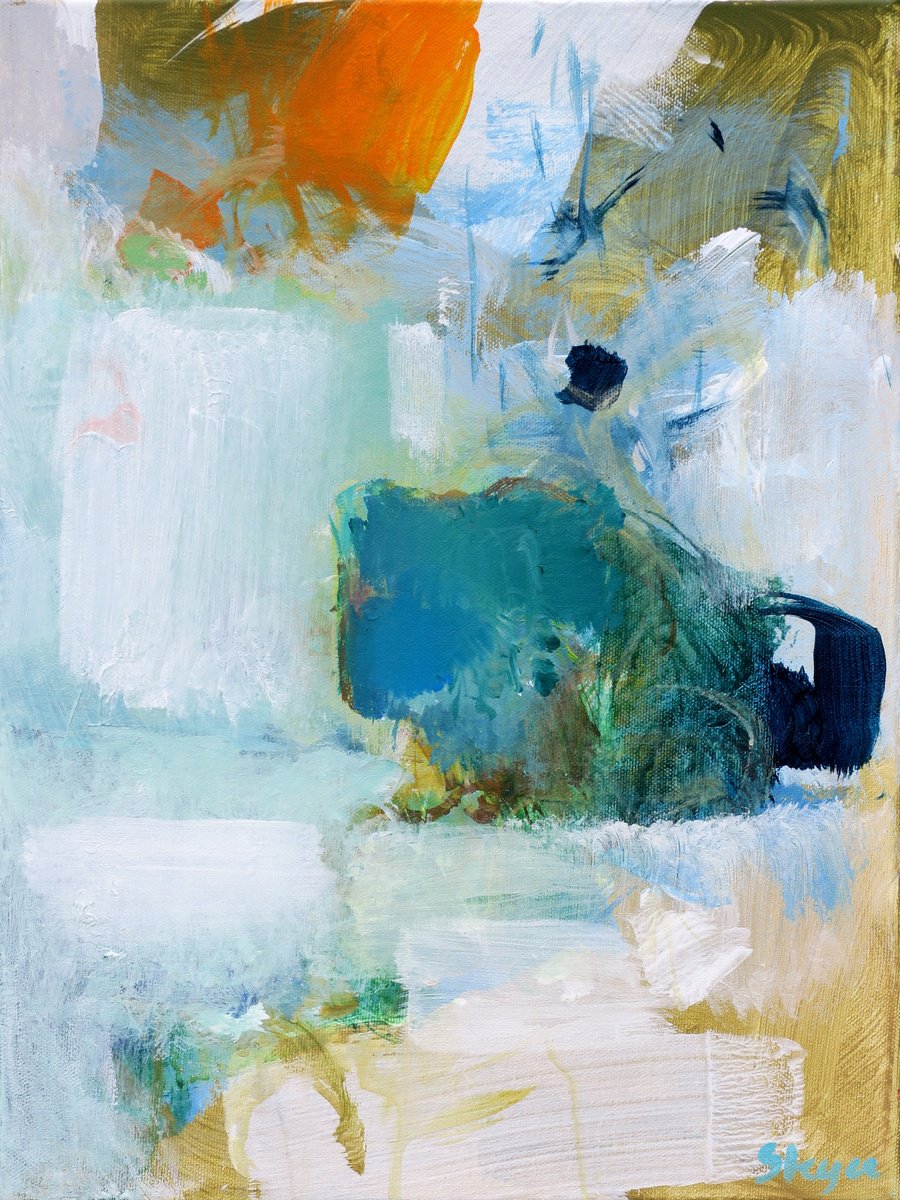 Expressive Abstract Acrylic Painting By Thomas Steyer, 13 X 17", New Neighbours, Original Artwork