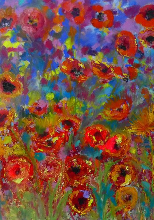 Red Poppy Meadow by Lesley Blackburn