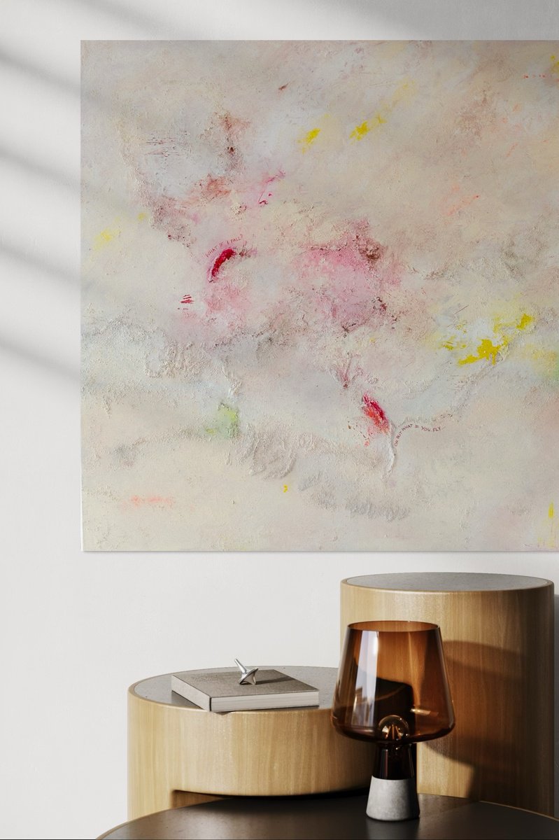 Geometric Abstract Acrylic Painting By Viva Hanu, 39 X 39", What If I Fall? (...), Original Artwork