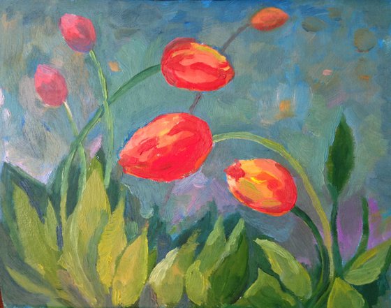 Tulip flower original floral artwork from Ukraine