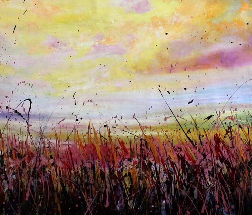 Split Off Moments  - Super sized original floral landscape by Cecilia Frigati