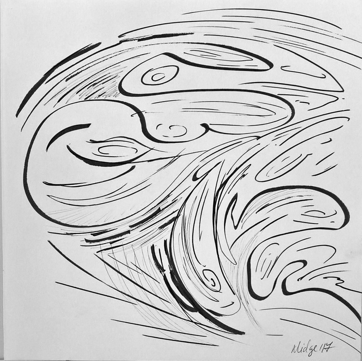 Ebb & Flow (Ink Drawing) by Midge