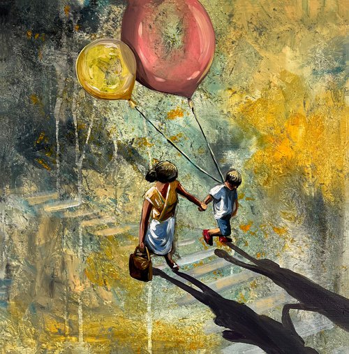 Mother. Child. Balloons by Maria Kireev