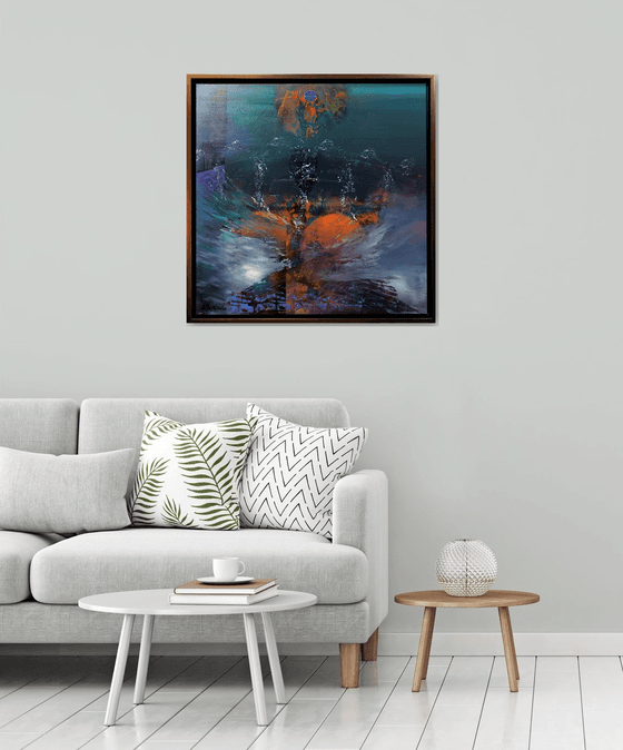 Large framed abstract storm study mindscape by master Ovidiu Kloska