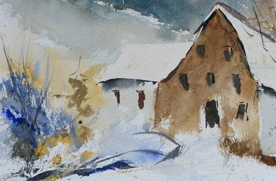 Old farm watercolour