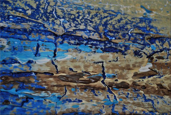 On the Beach - Abstract- Painting- Acrylic Canvas Art - Wall Art - Framed Art - Blue Art - Modern Art