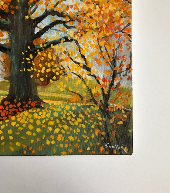 Tree painting Aututumn painting on canvas 16-16 in art