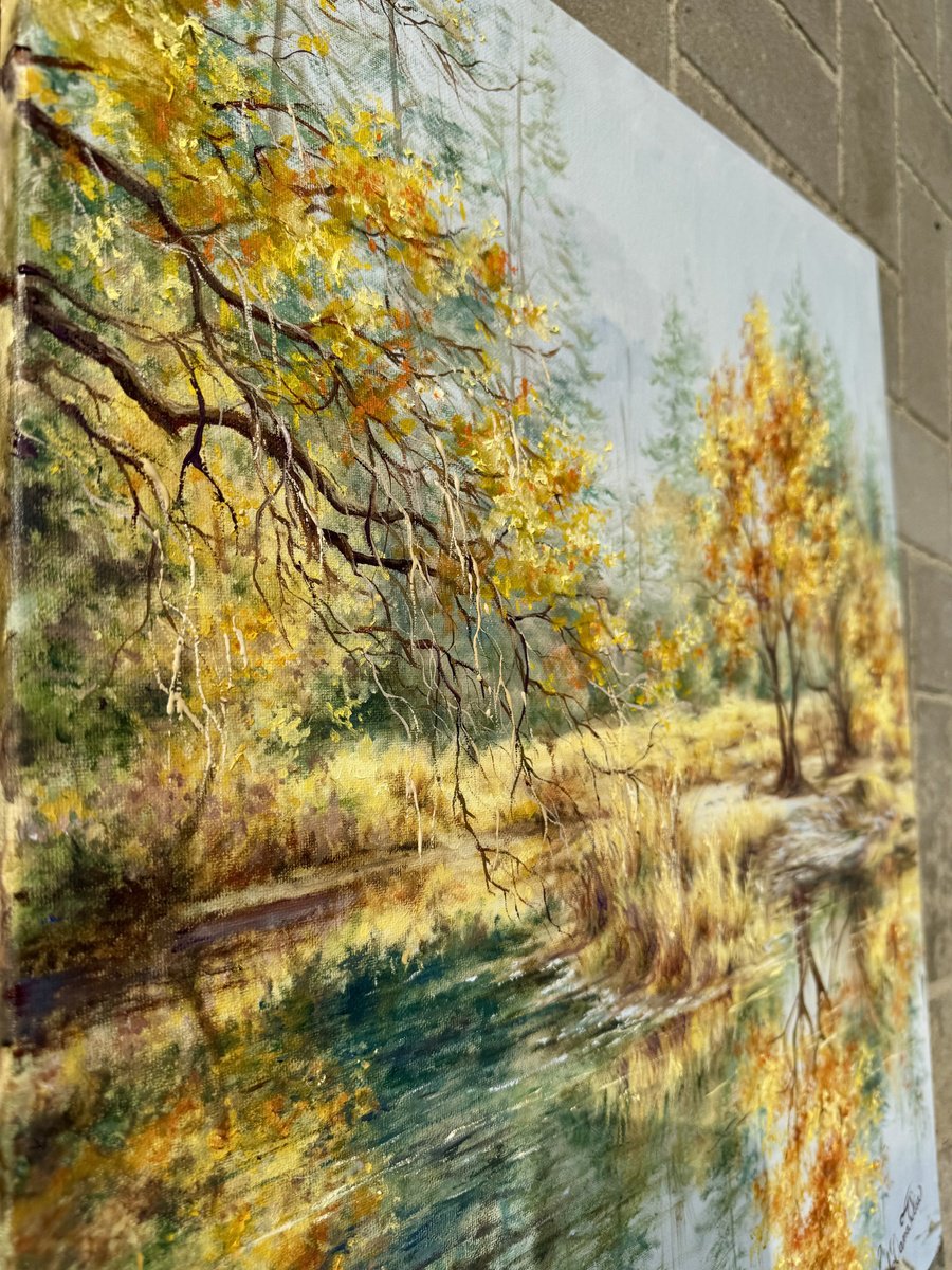 Photorealistic Landscape Oil Painting By Oana Voda, 20 X 24", Dear Autumn, Original Artwork