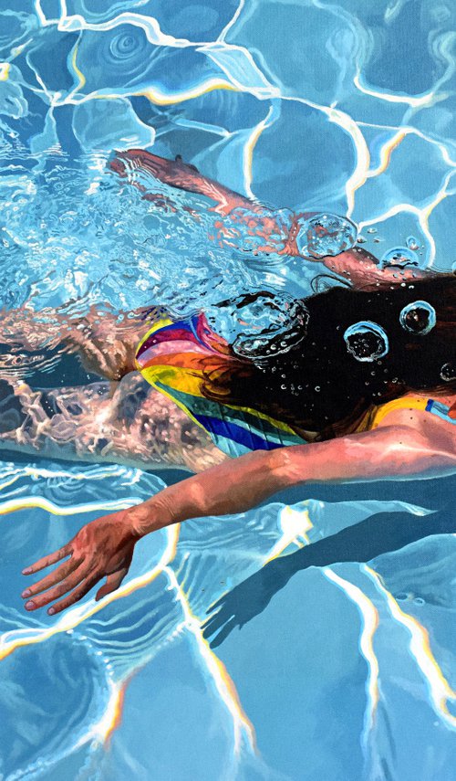 Limitless - Large Swimming Painting by Abi Whitlock