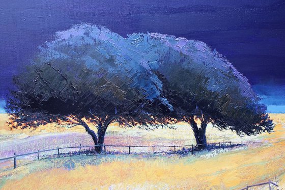 Blue Trees Intense 2 Large Original Oil Painting (30"x40")