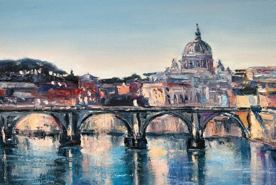 "Rome", city landscape, St. Angelo Bridge, Italy