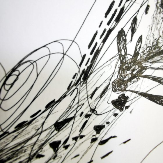 Fascinating spontaneous ink drawing on paper metaphysical stilllife by master O Kloska