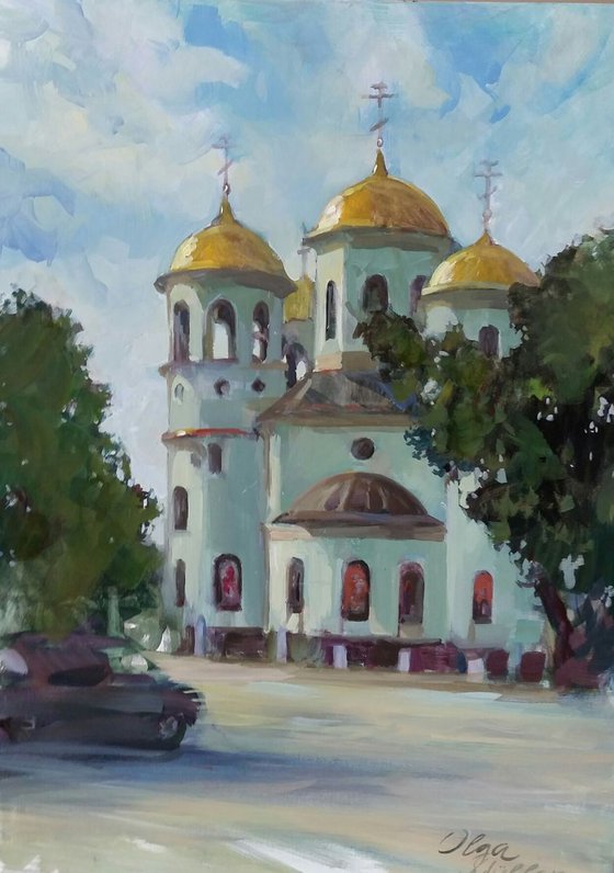 The orthodox church in the Russian city  Zvenigorod