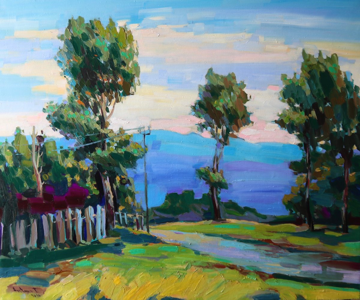 Impressionistic Landscape Oil Painting By Tigran Avetyan, 35 X 29", Landscape, Original Artwork