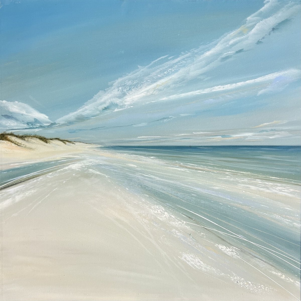 Impressionistic Landscape Oil Painting By Jane Skingley, 25 X 25, Into The Blue, Original Artwork