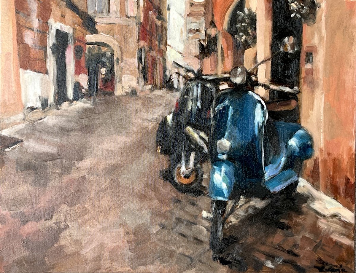Vespas in Florence by Simon Zekaria Art