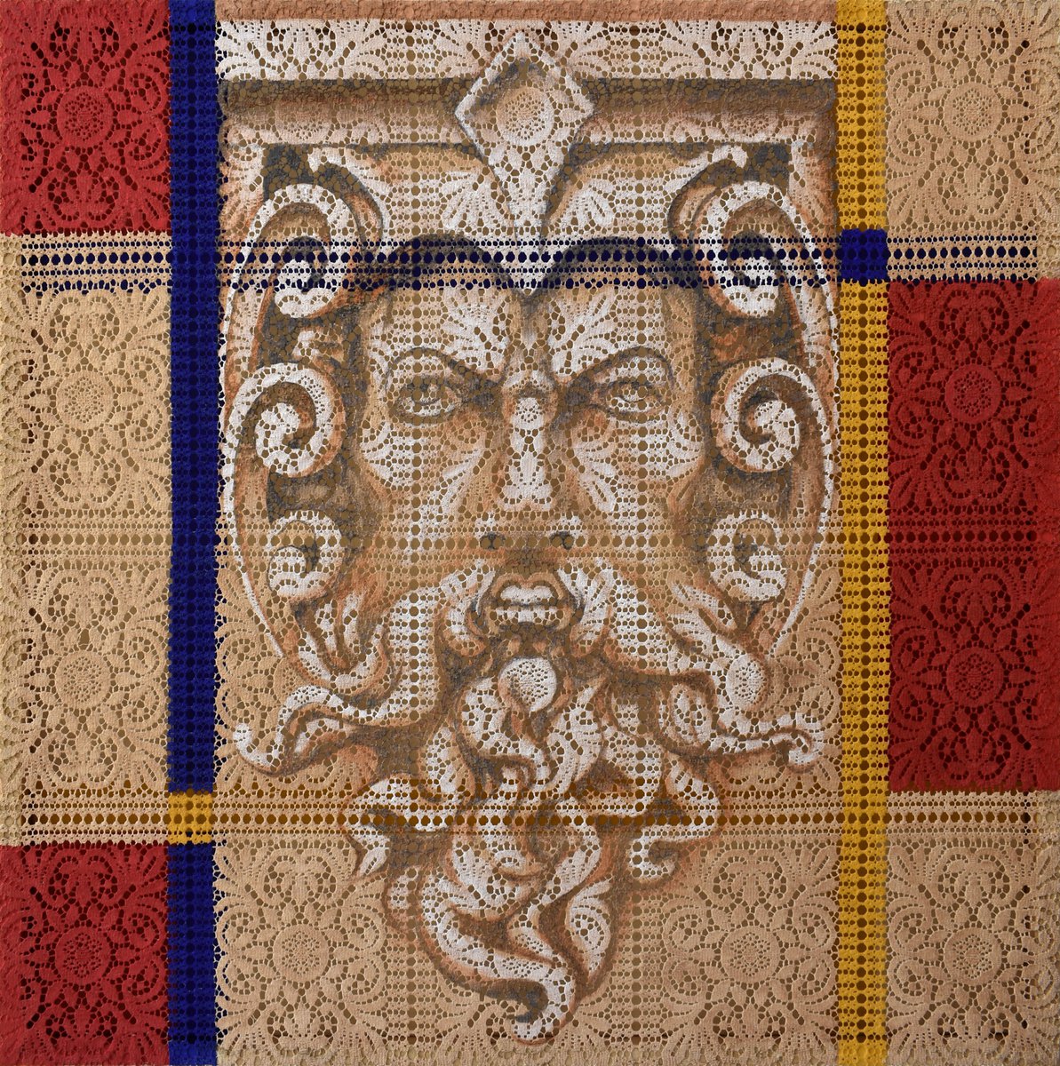 Abstract Portrait Oil Painting By Milena Nicosia, 39 X 39", Chiave Di Volta, Original Artwork