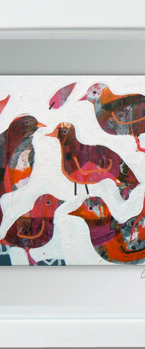 Framed ready to hang original painting - Fine feathered friends #3 by Carolynne Coulson