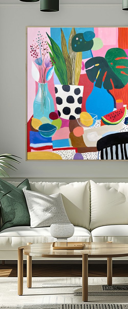 Still Life Watermelon Monstera by Sasha Robinson