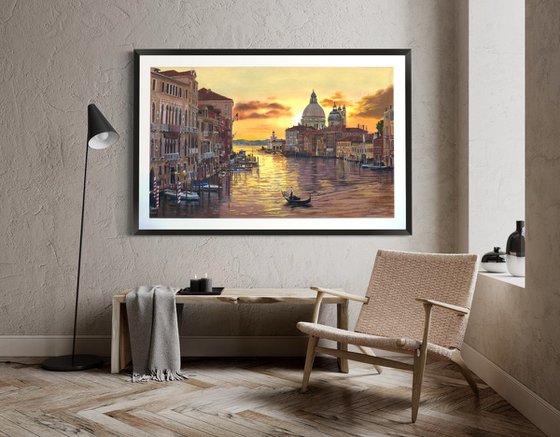 Golden Venice - Very large framed painting