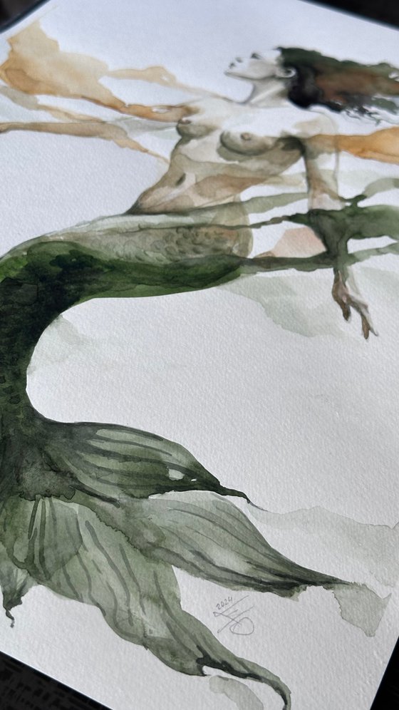 Ethereal Green Abstract Mermaid