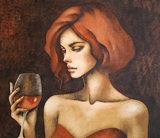 Lady with Red Wine