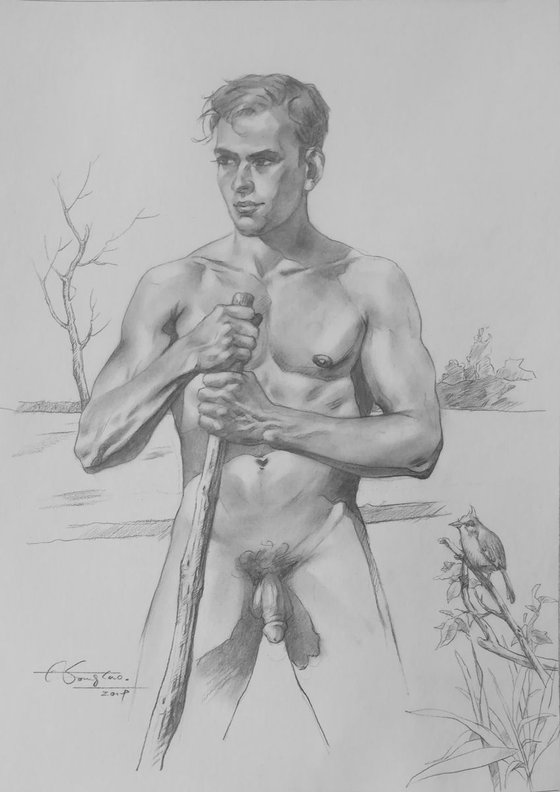 Drawing male nude -sunrise