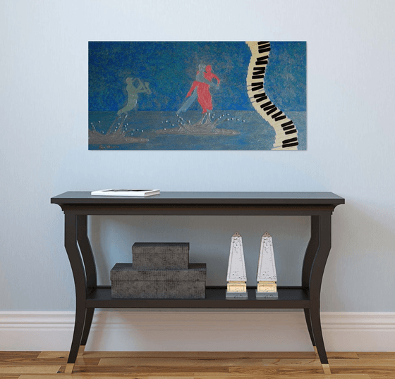 "Passion For Jazz" - large abstract music, dancers, home, office decor; gift idea