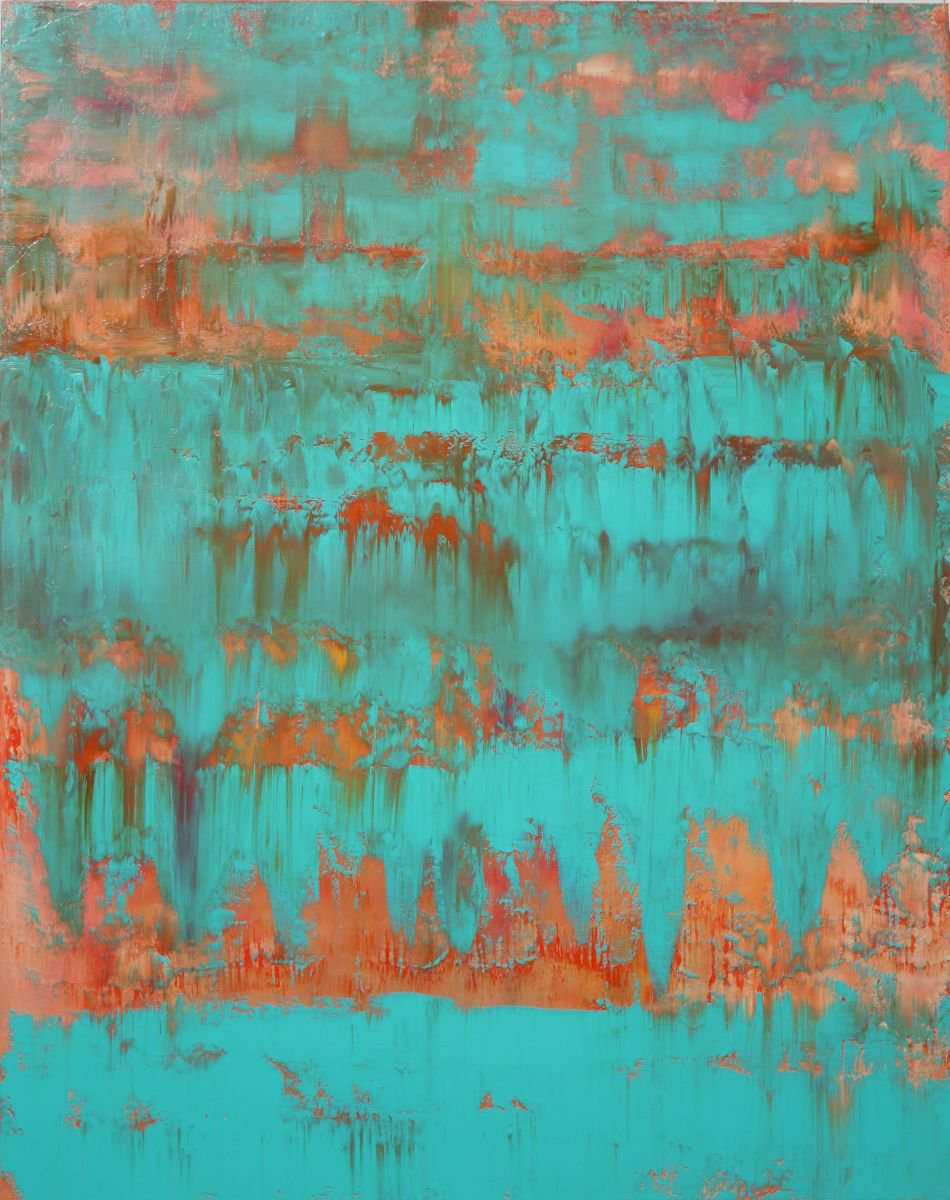 Aqua Turquoise Green Abstract One by Robert Lynn