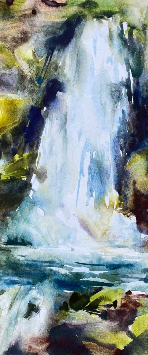 Waterfall - watercolor sketch by Anna Boginskaia