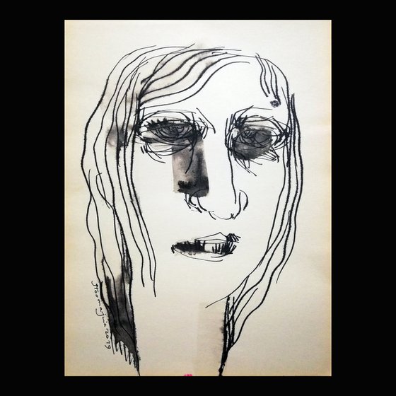 Portrait, Drawing by ink