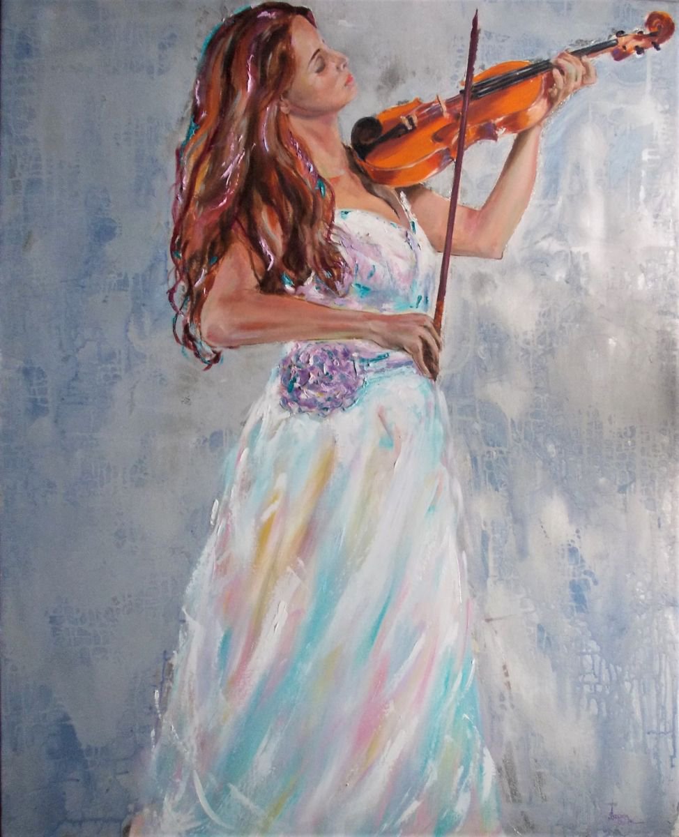 Solo-Original violinist painting by Antigoni Tziora
