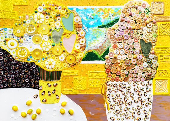 Yellow still life (NATURAL GEMSTONES & mosaic)