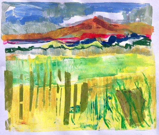 Large Monoprint Landscape 1 - Bodmin Moor