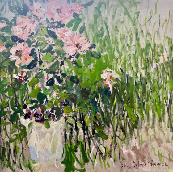 Roses in a summer garden