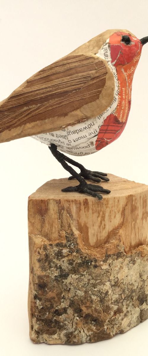 Robin  paper bird sculpture by Jane Palmer Art