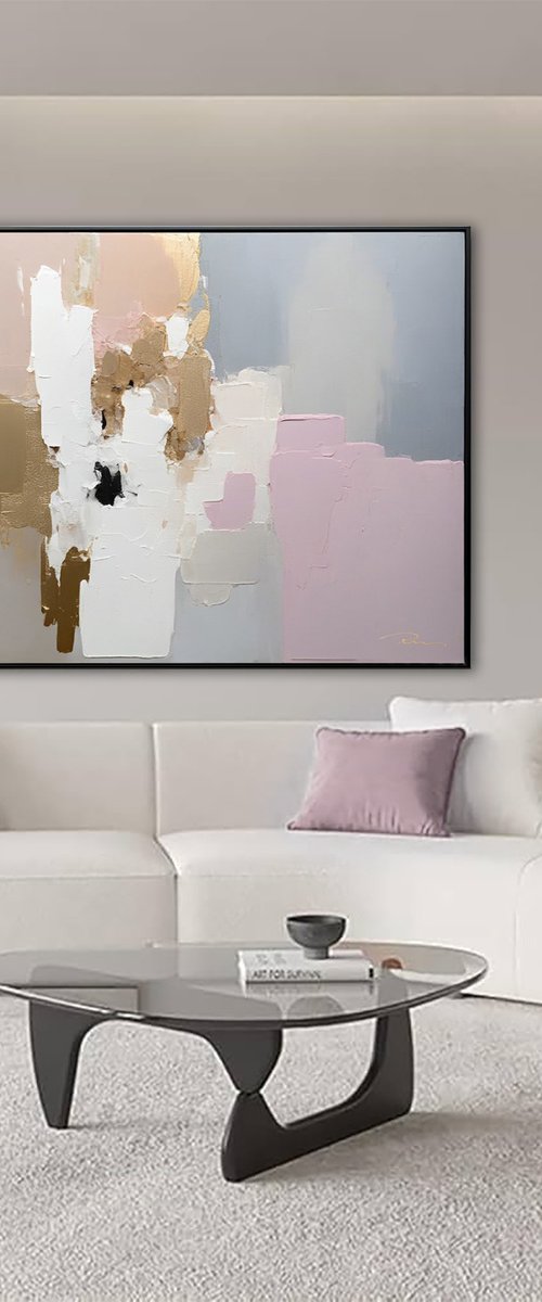 Beige Textured Trees in Pastel Pink Morning by Indie Ru