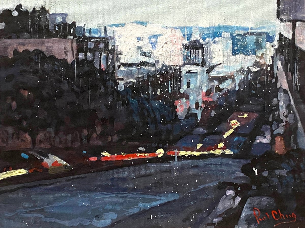 Impressionistic Cityscapes Oil Painting By Paul Cheng, 12 X 9", Sf Street, Original Artwork