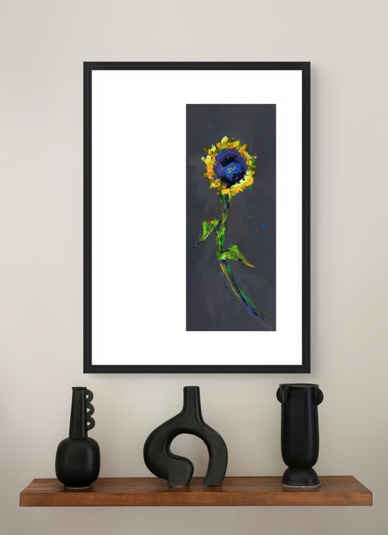 Sunflower on Gray Background