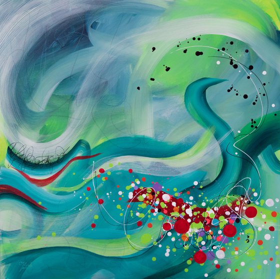 Ocean bloom 1 - Original bold abstract on canvas - Ready to hang