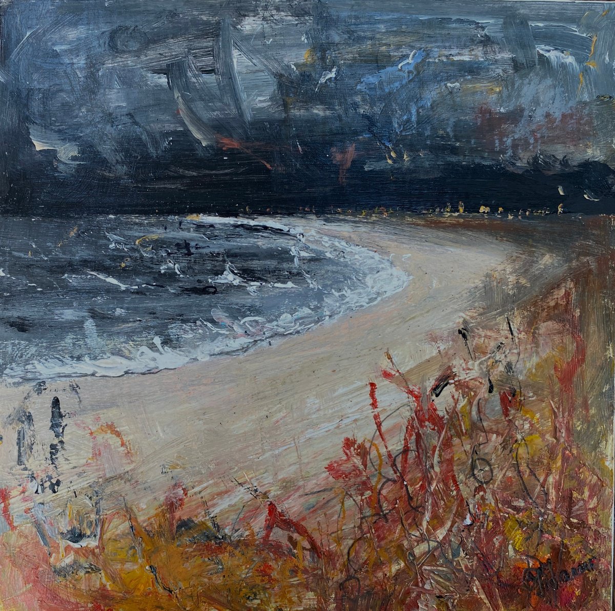 Grey stormy evening coastal lights by Teresa Tanner