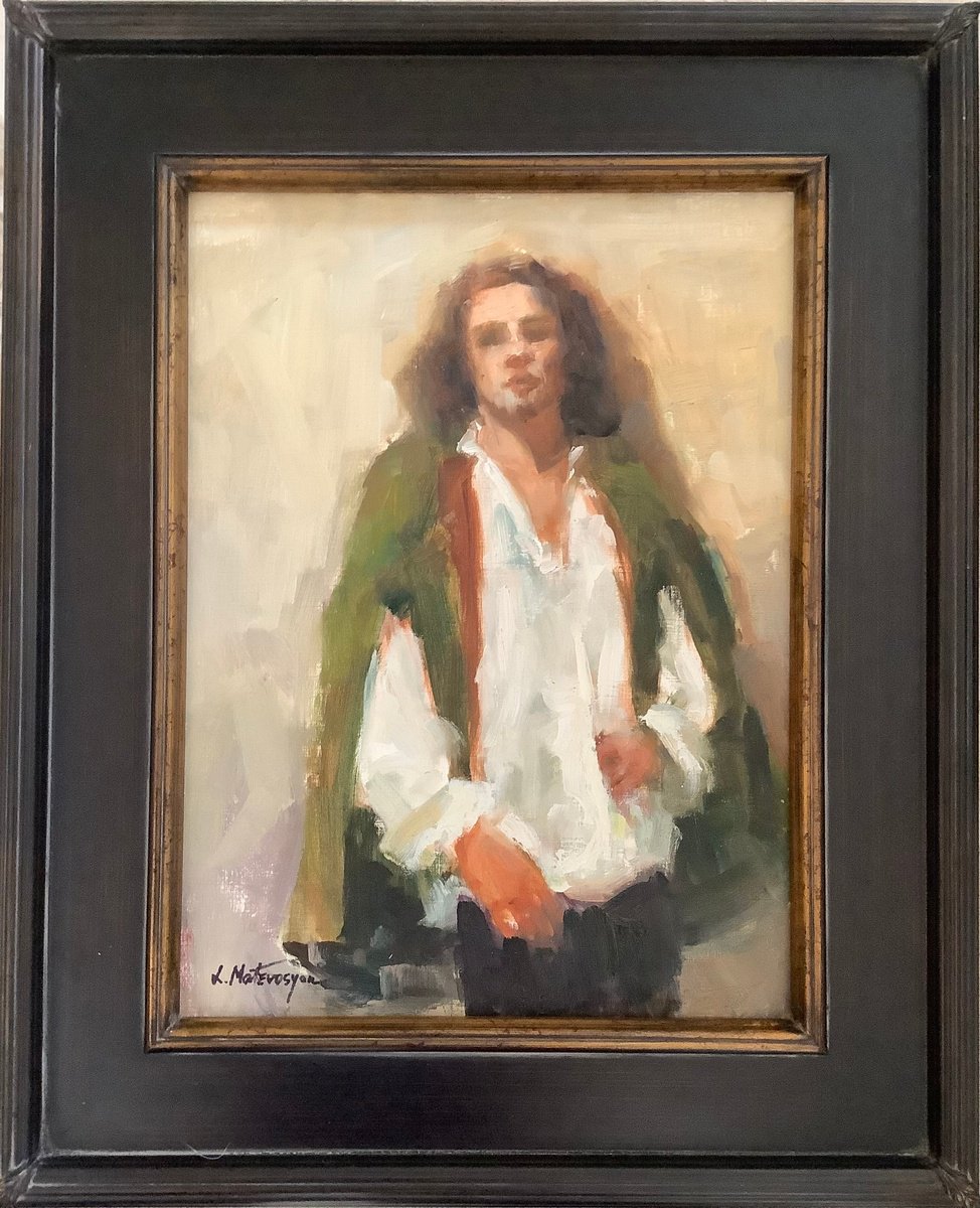 Impressionistic Portrait Oil Painting By Lia Matevosyan Haselton, 19 X 23", Last Musketeer, Original Artwork