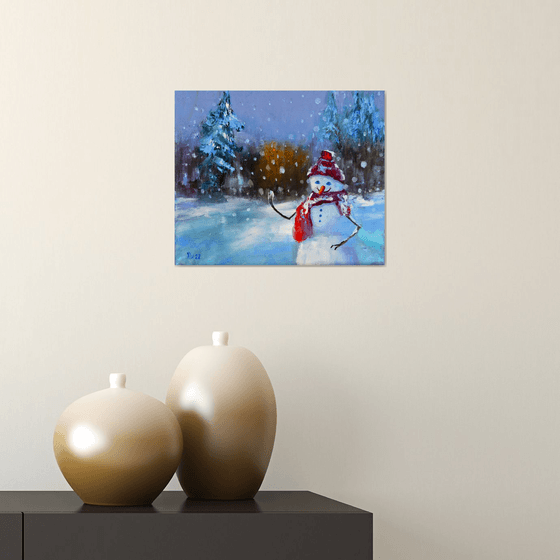 Snowman in a fairy forest