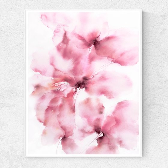 Pink abstract floral painting
