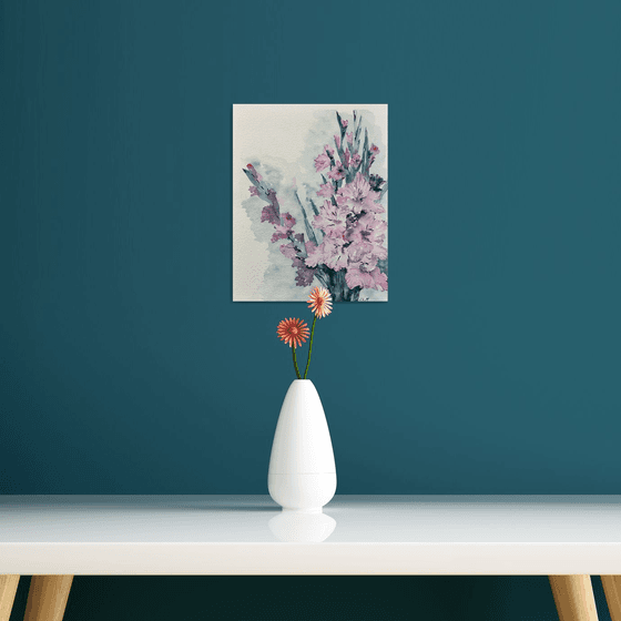 Gladiolus painting/ Pink flowers art