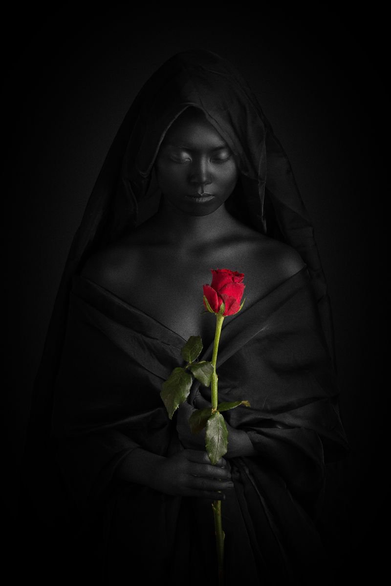 Photorealistic Portrait Photograph By Peter Zelei, 24 X 33", The Rose Of Paracelsus, Original Artwork