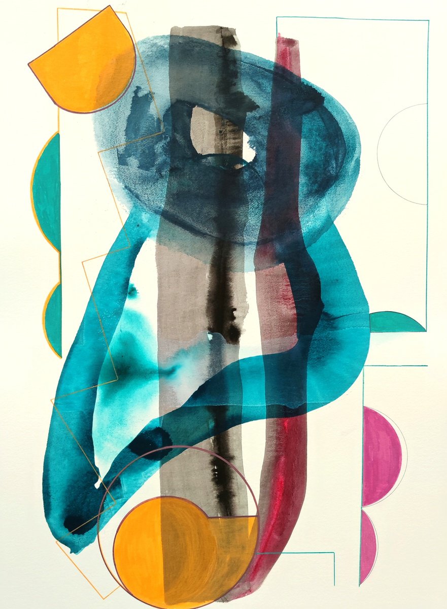 Organic Abstract Painting By Chrissy Guest, 22 X 30, Fruity Intimation, Original Artwork