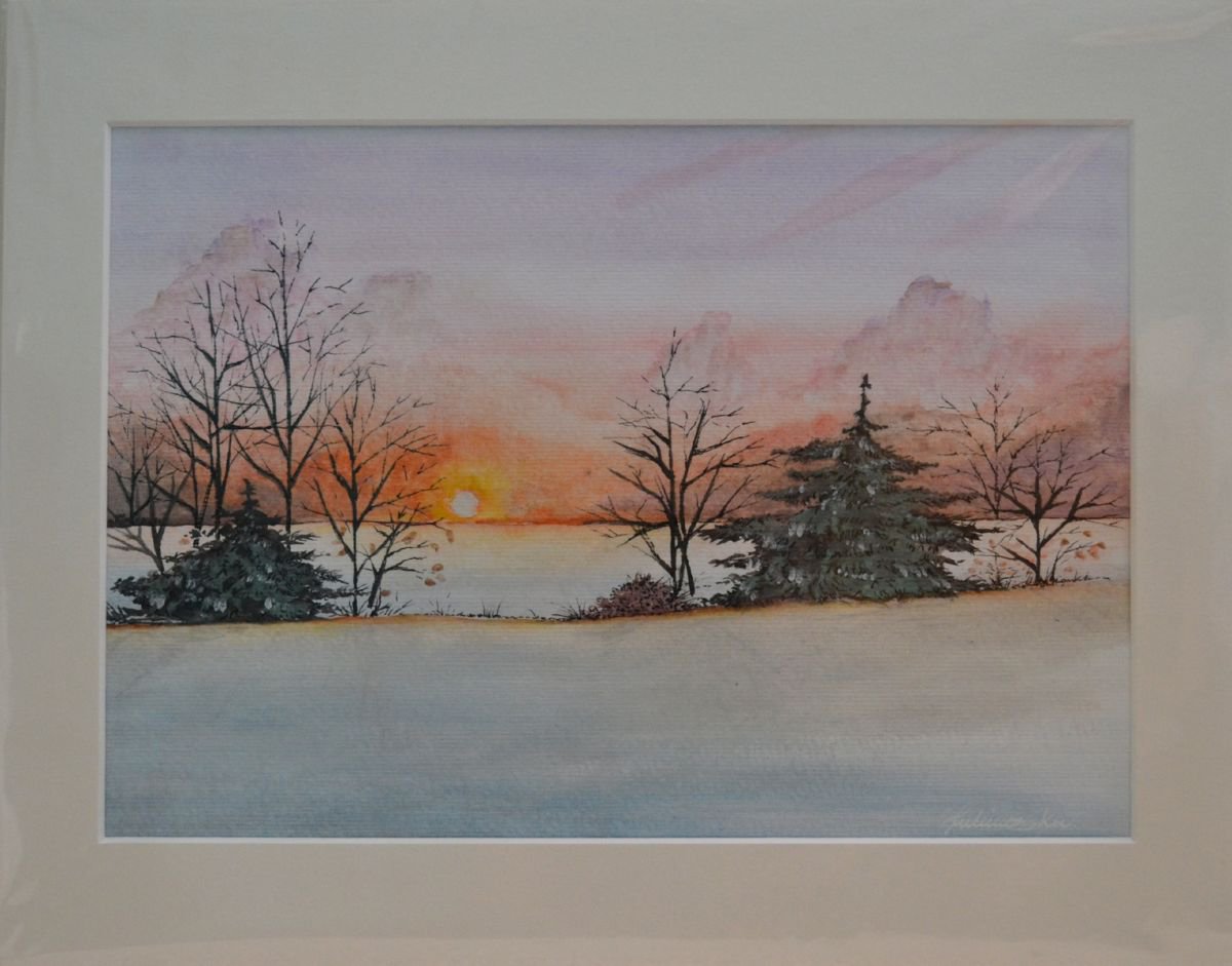Winter Sunset by Maja Tulimowska - Chmielewska