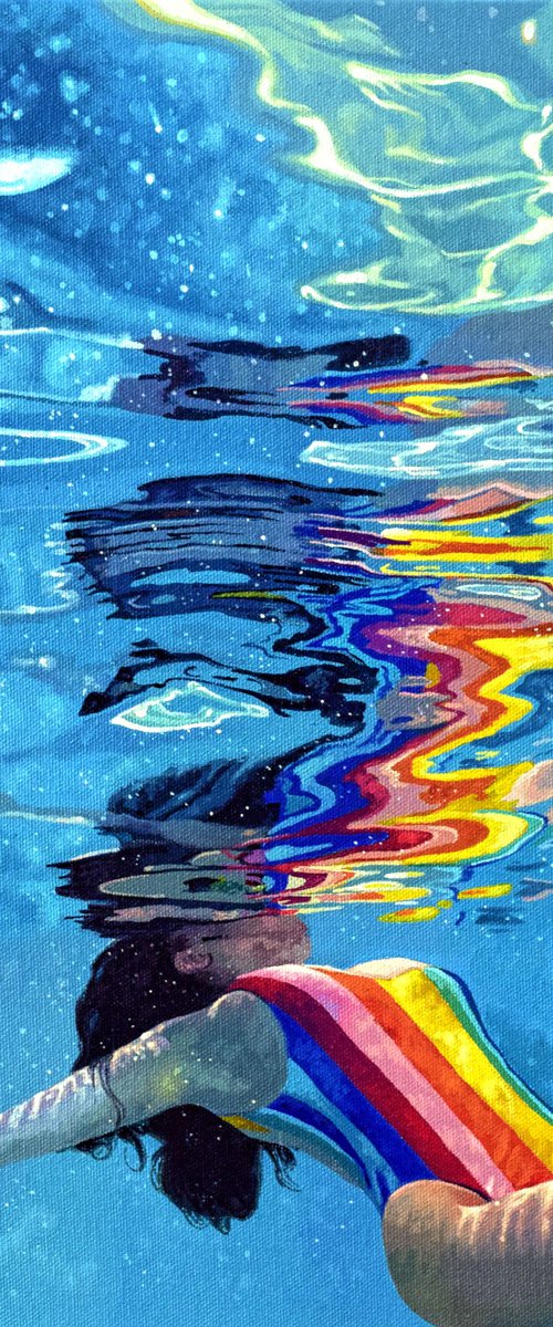 Submerge I - swimming painting by Abi Whitlock